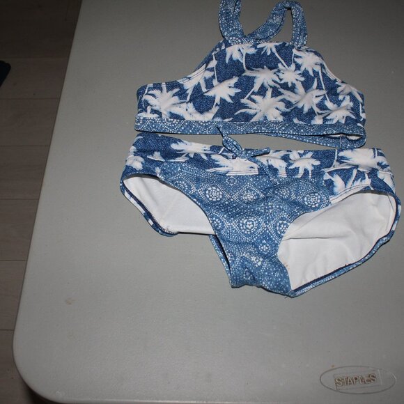 Blue & White 2 Pcs Justice Bikini Swimsuit Size 14 - Picture 1 of 11